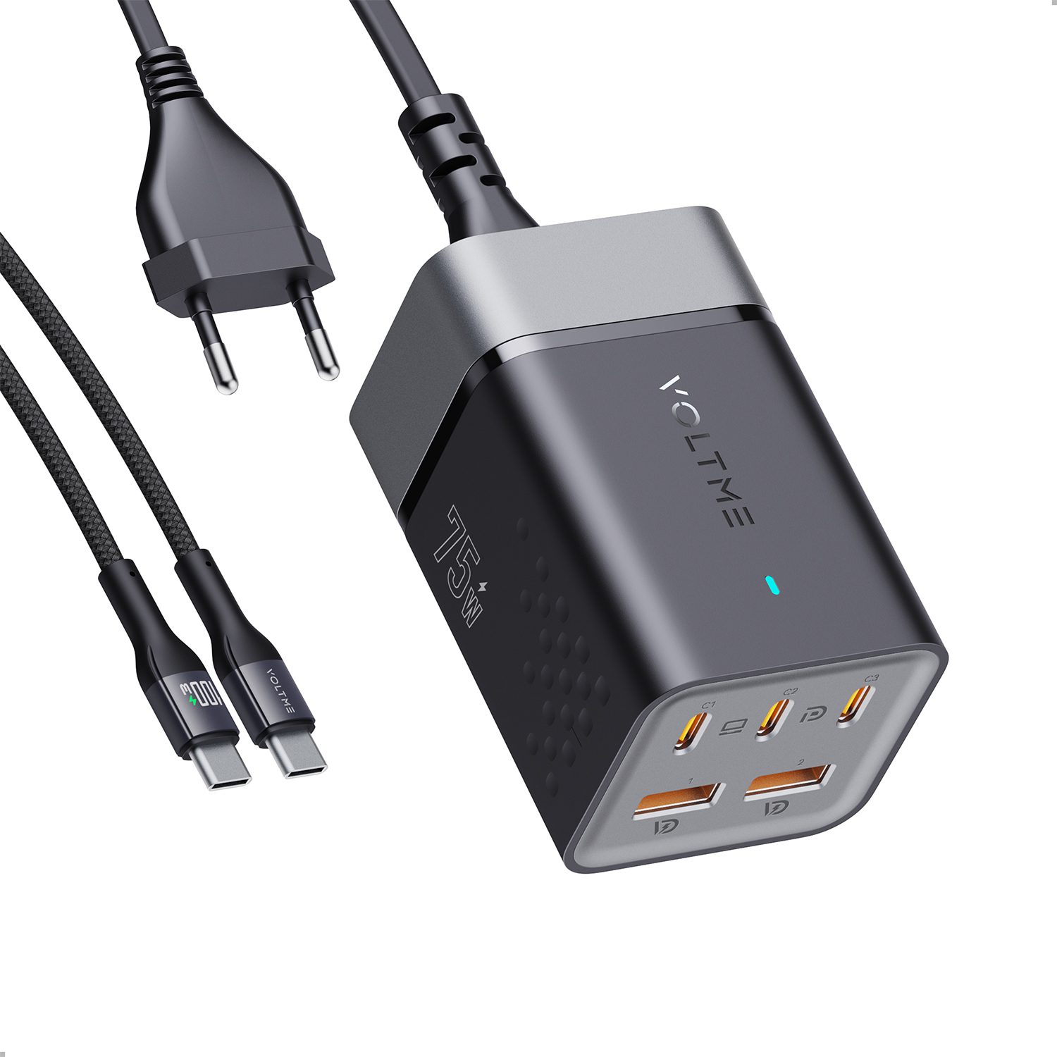 Voltme-VITO-Go-EzTravel-Desktop-Charger-75W-black_studio Voltme VITO Go EzTravel Desktop Charger 75W (black) - Φορτιστής USB-C GaN 3.0 - Image 1